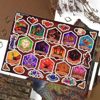 Набор наклеек А4 Pack DND, виниловые стикеры, No Kids Sticke