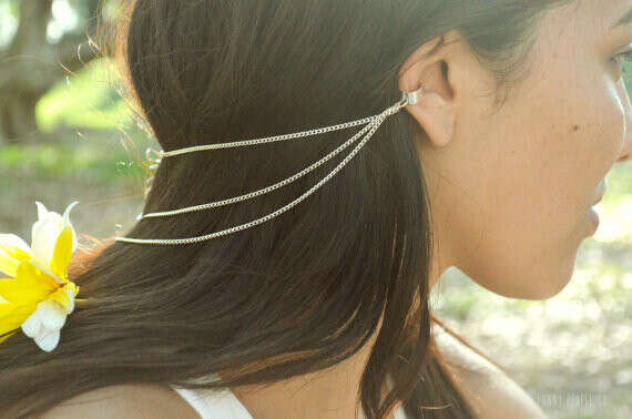Ear Cuff Earring Boho Bohemian Hipster Silver Drape