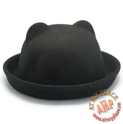 Шляпа с ушками Felt Cat черная