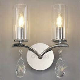 Diyas IL32792 Rhea Crystal Double Wall Light Polished Chrome Frame