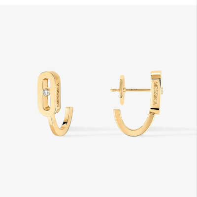 Yellow Gold Diamond Mini Hoop Earrings Move Classique | Messika 10050-WG