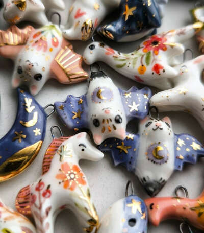 Керамические сережки, брошки