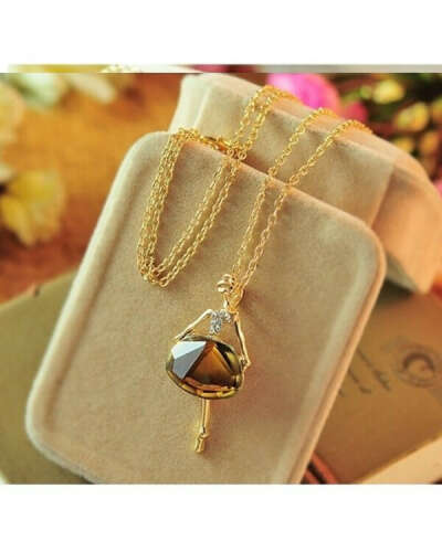 Shiny Crystal Ballet Girl Pendant Necklace | Nayarung