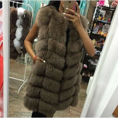 Меховая жилетка из песца, цвет кофе с молоком, удлинённая. | Barhat Furs — Рай для девушек