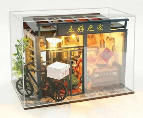 Описание Румбокс, интерьерный конструктор, "Ретро спальня", DIY House, подарочный набор