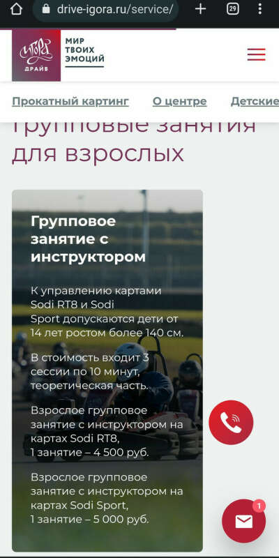Занятие по картингу