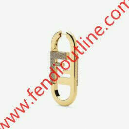 Fendi Large O'Lock Earrings In Crystal Metal Gold