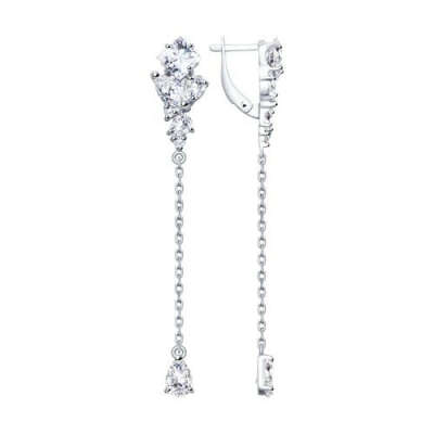 Серьги из серебра с фианитами