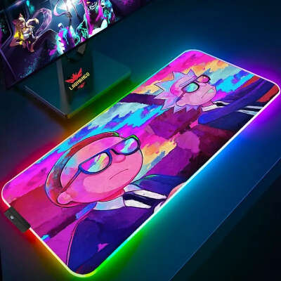 Rick and Morty Коврик для мыши Светящийся коврик для мыши, XXL, синий, фиолетовый