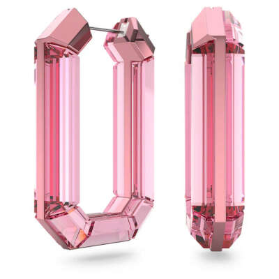 Lucent hoop earrings Statement, Octagon shape, Pink
